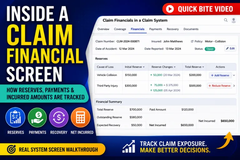 Inside a P&C Insurance Claim Financial Screen